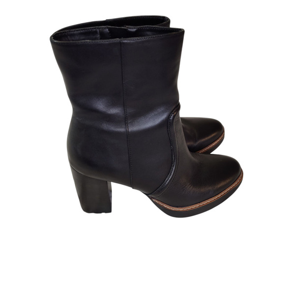 NATURALIZER CATIE LEATHER ANKLE BOOTIE WOMEN'S 8.5 BLACK PLATFORM BLOCK HEEL - Picture 7 of 16